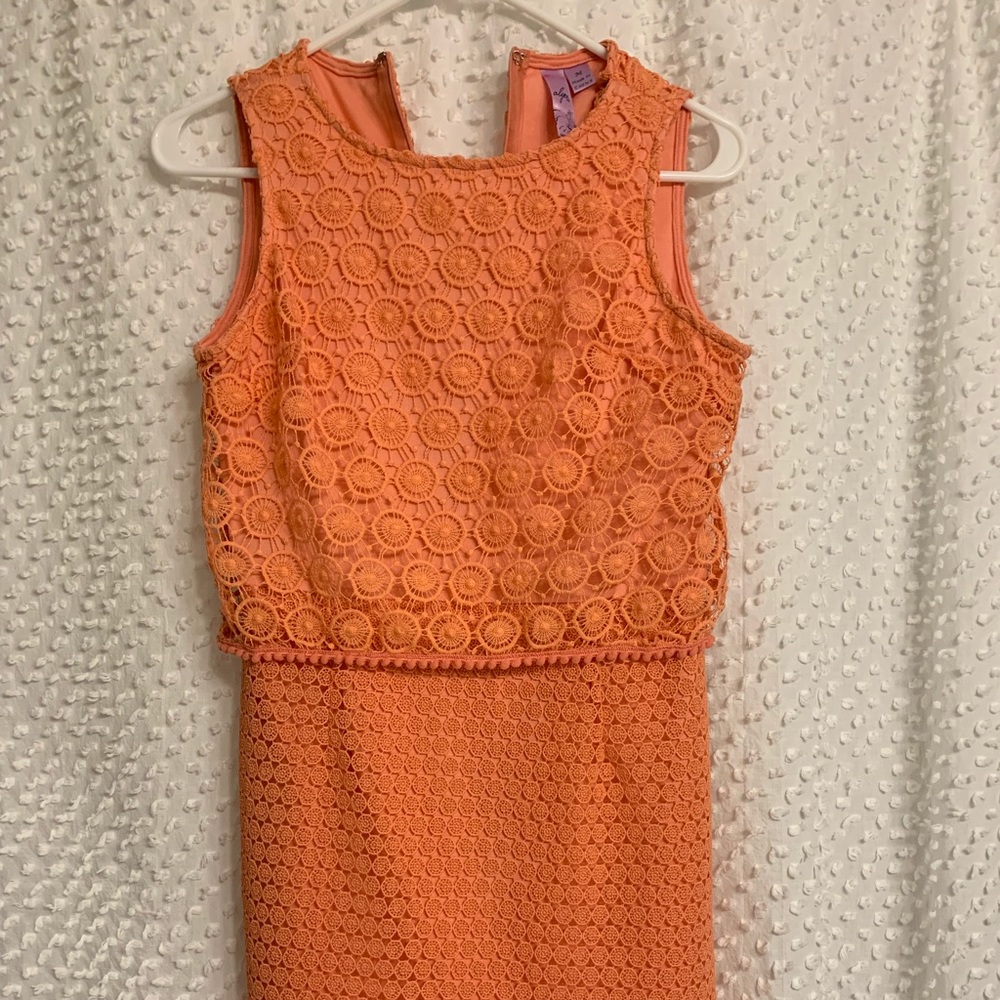 Coral semi formal lace dress